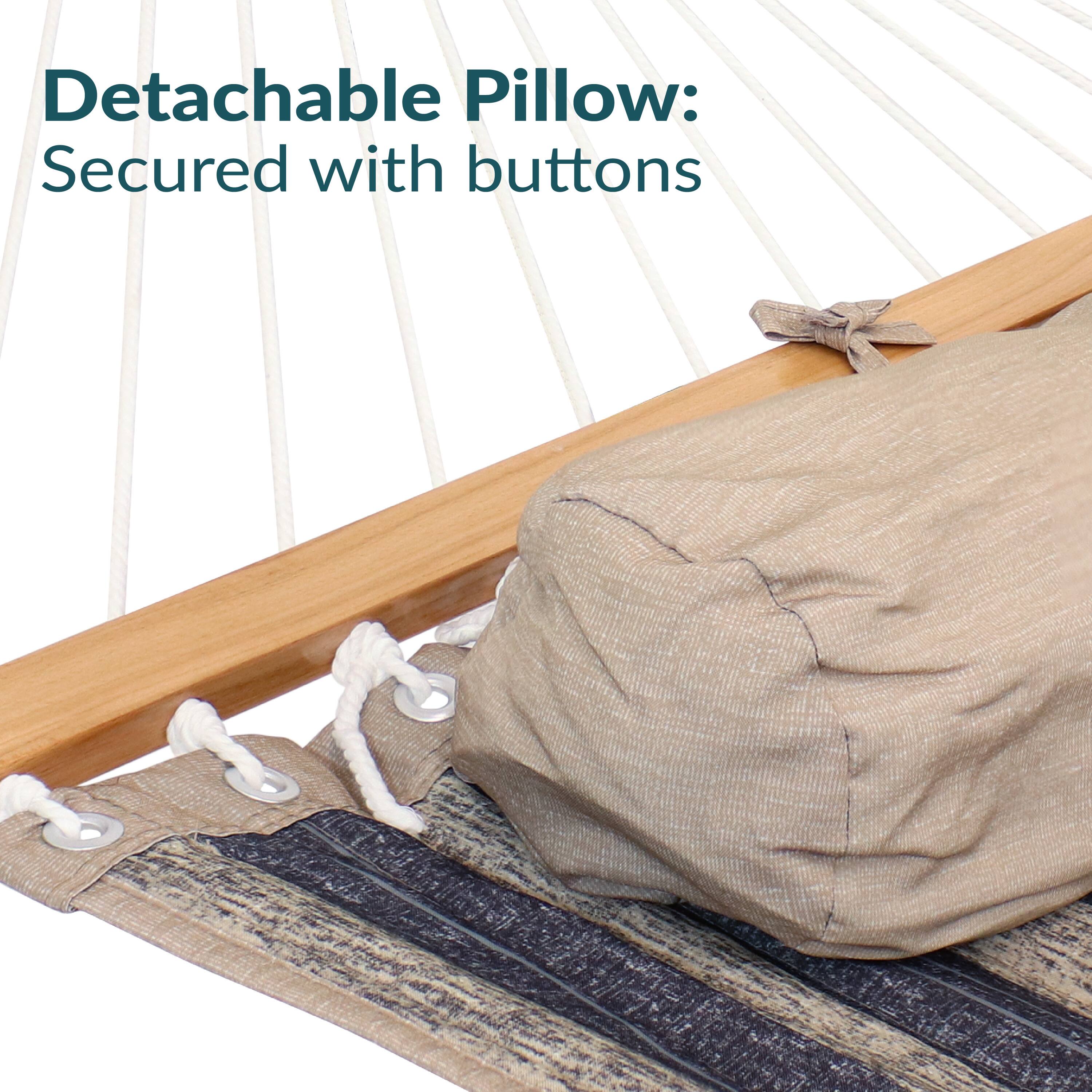 Detachable Pillow:  
Secured with buttons
