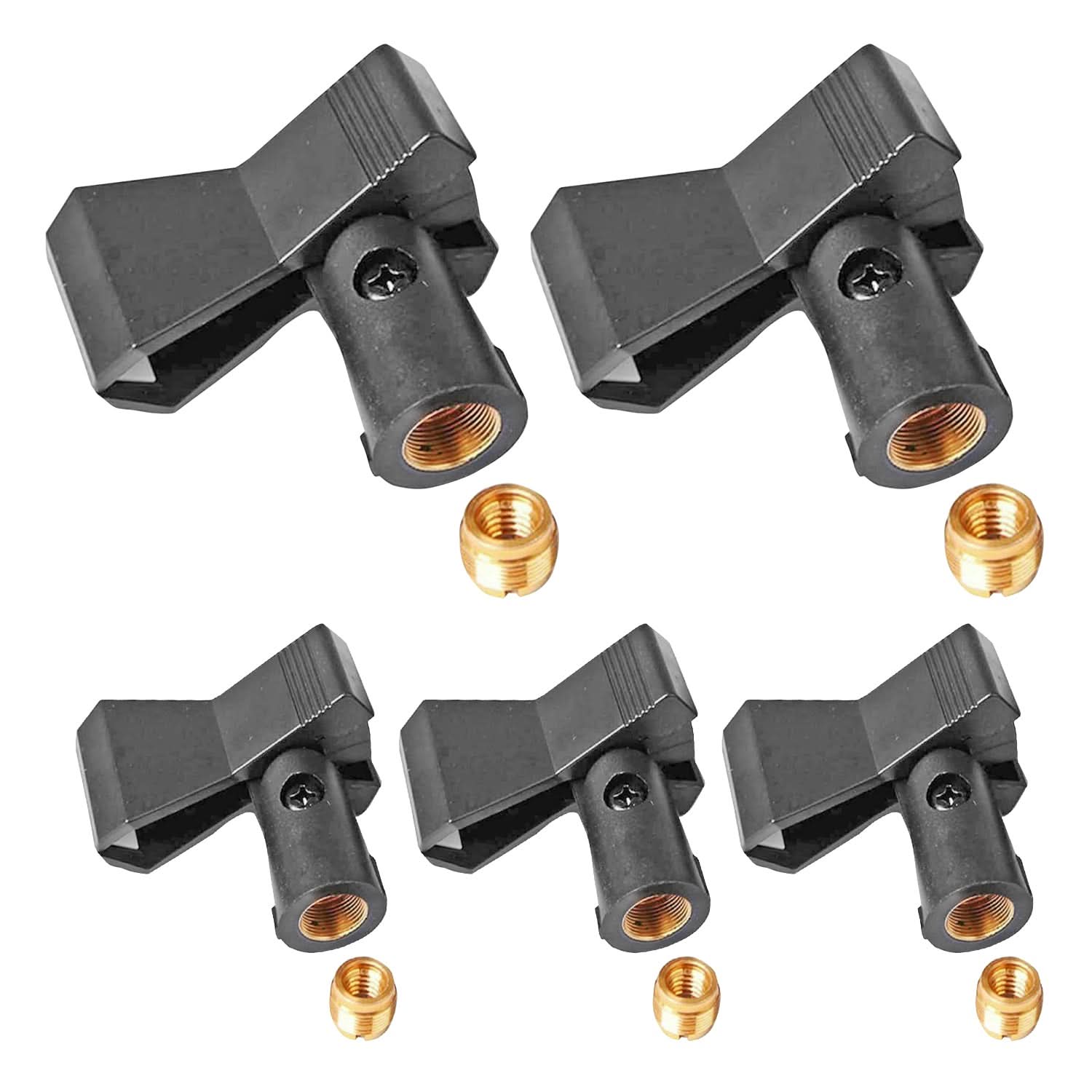 5 CORE - Microphone Clip Holder 5 Pieces with Screw Adapters 5/8 to 3/8 Inch-MC 04 5PCS