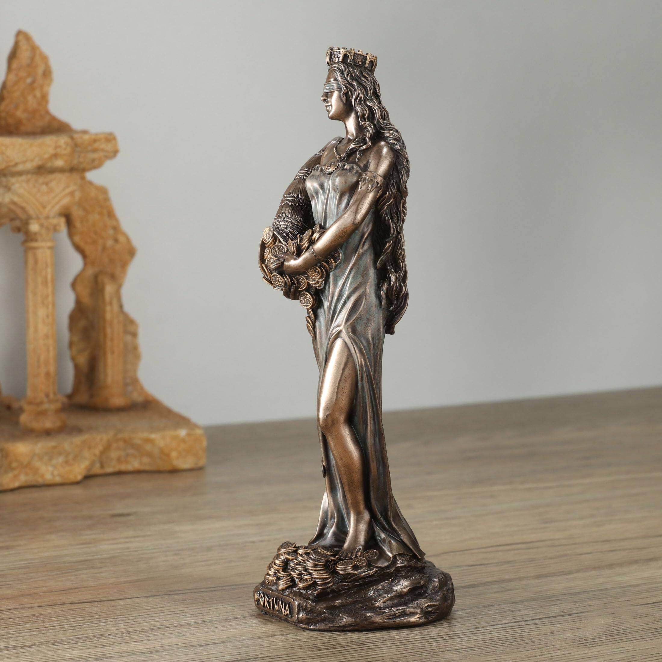 Alt View 3. Refined Abode Design - 6 1 Fortuna The Greek Goddess Of Fortune And Luck Sculpture Cold Cast Bronze Finish.