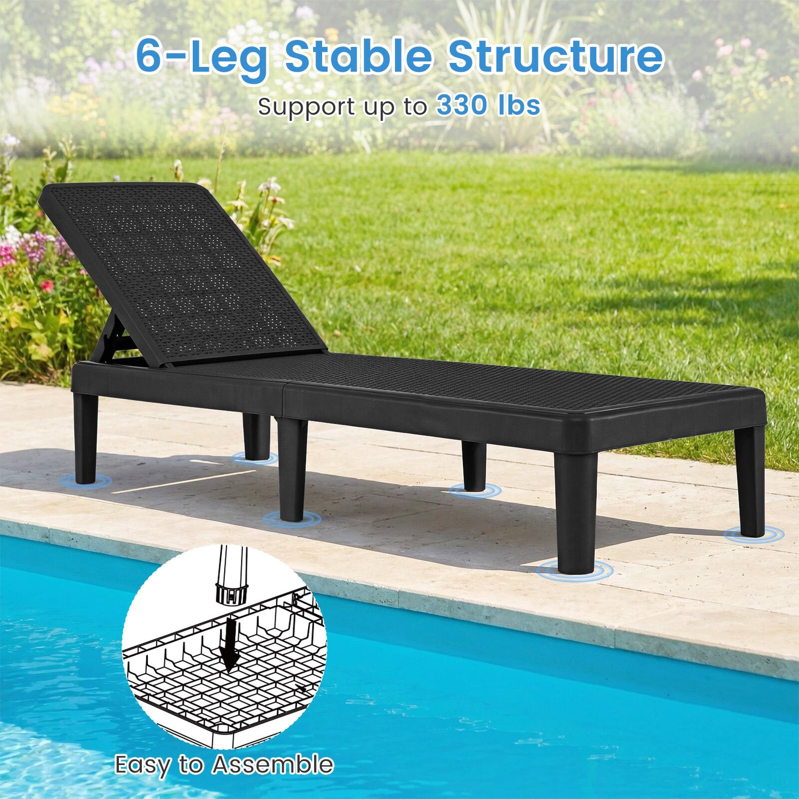 6-Leg Stable Structure  
Support up to 330 lbs  
Easy to Assemble