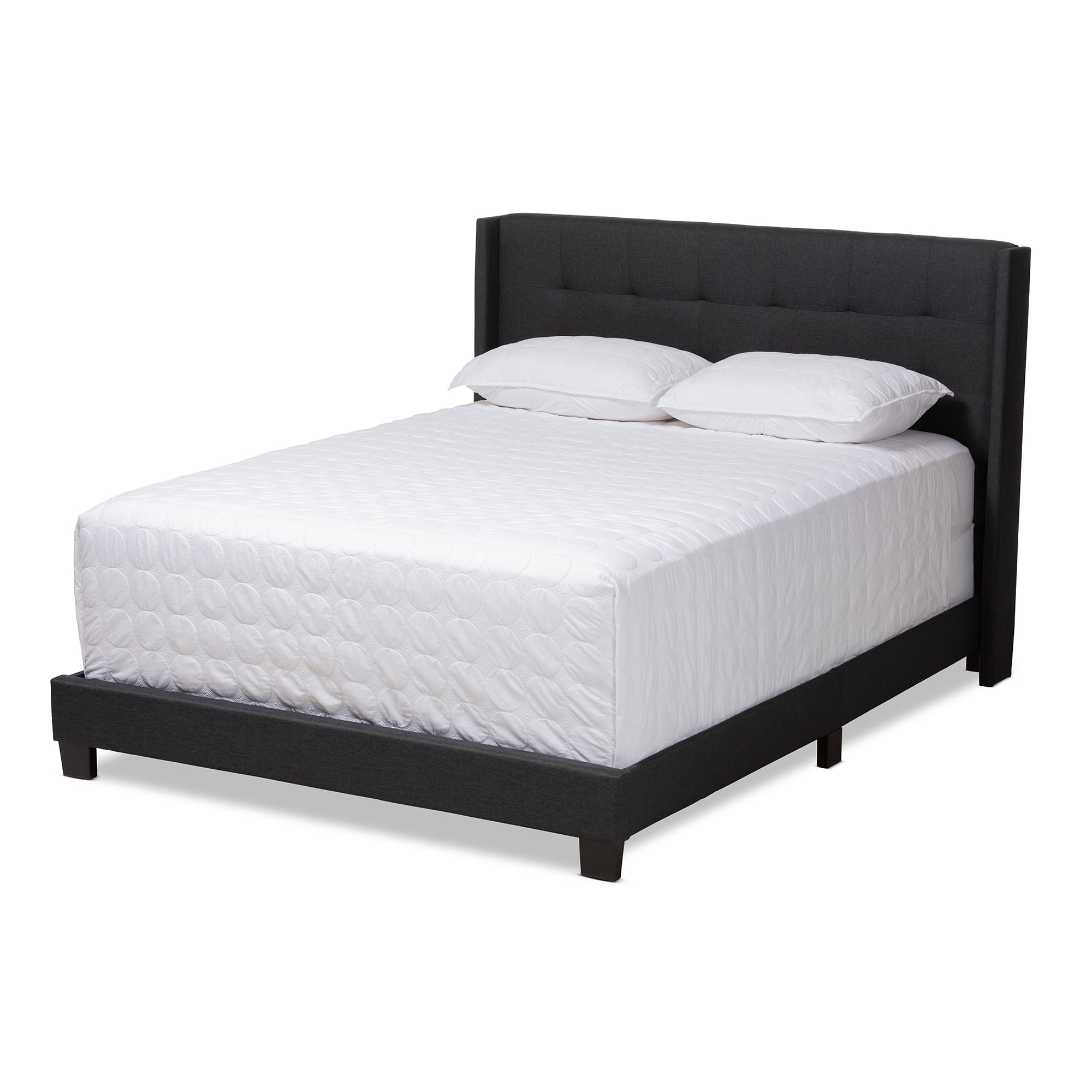 Baxton Studio - Lisette Modern and Contemporary Fabric Upholstered Queen Size Bed - Charcoal Grey price history on PriceWatchPro