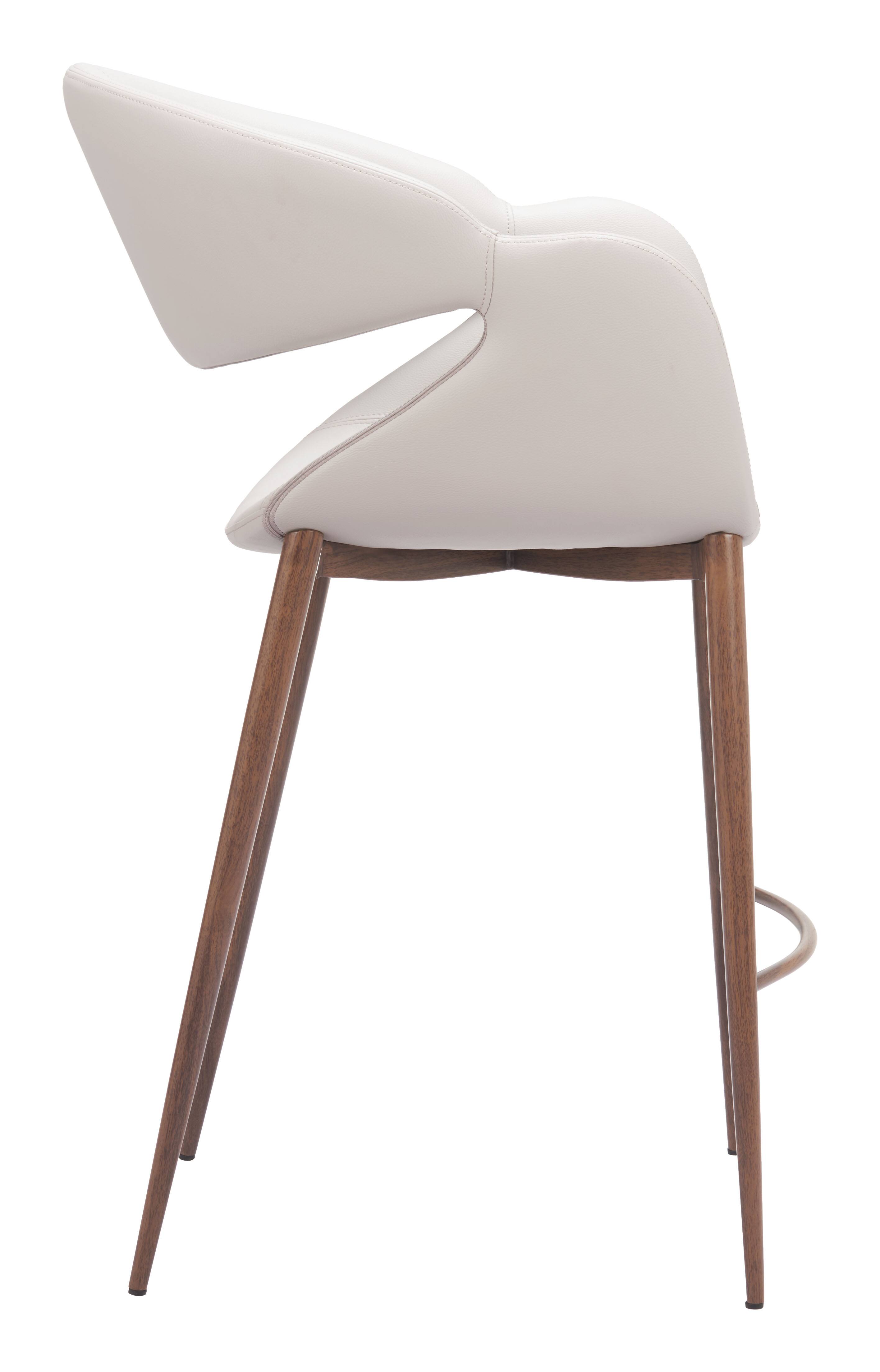 Back. Hivvago - Limay Counter Stool Beige & Walnut - Beige & Walnut.
