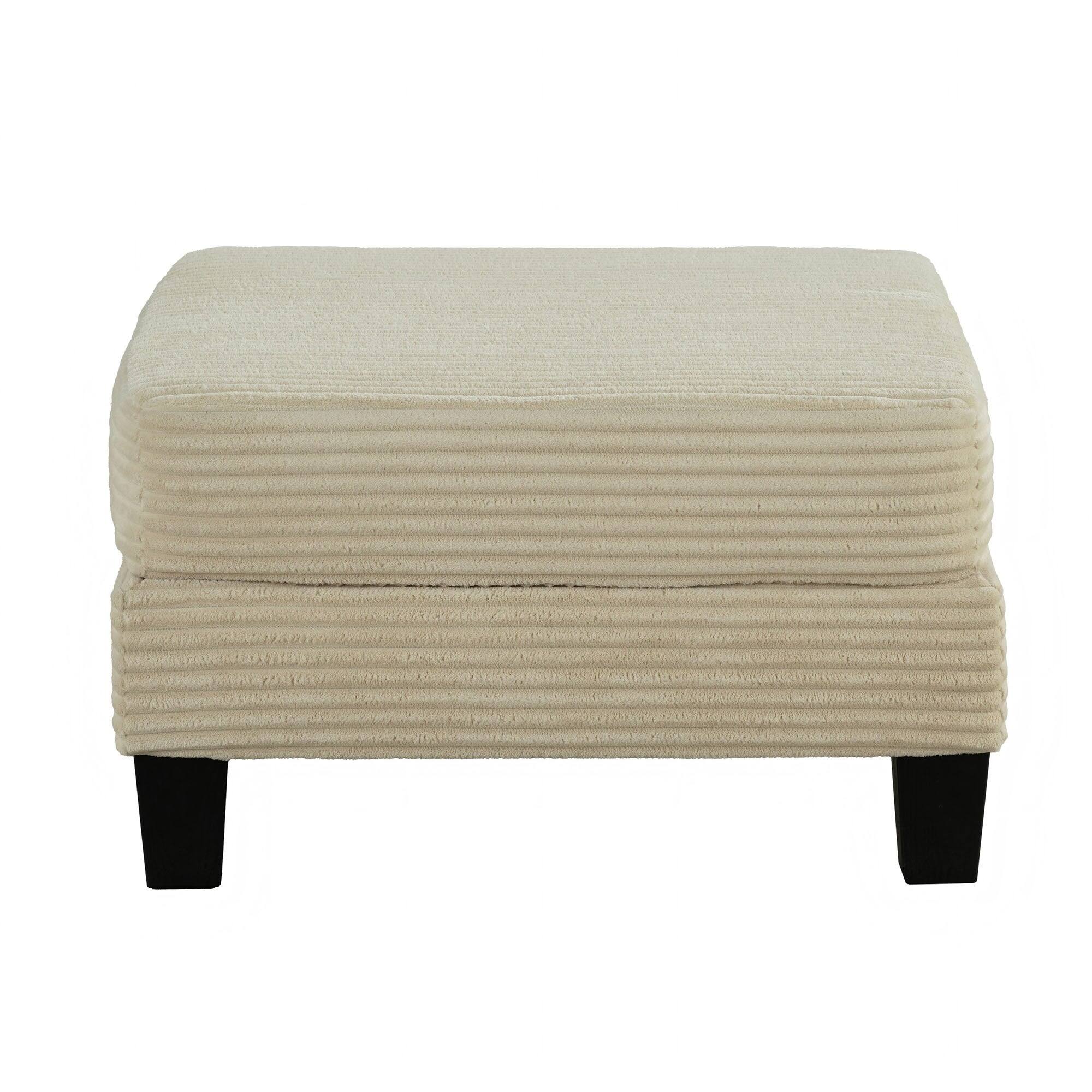 Alt View 7. Boyel Living - 84.64 in. Wide Straight Arm 3-Seat Fabric Sectional Sofa with Ottoman, USB Port and Cup Holder - Beige.