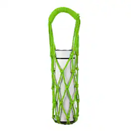 Unique Bargains - Crochet Water Bottle Carrier Bag, Handwoven Cotton Rope with Twisted Handle for Hiking Travel - Neon Green
