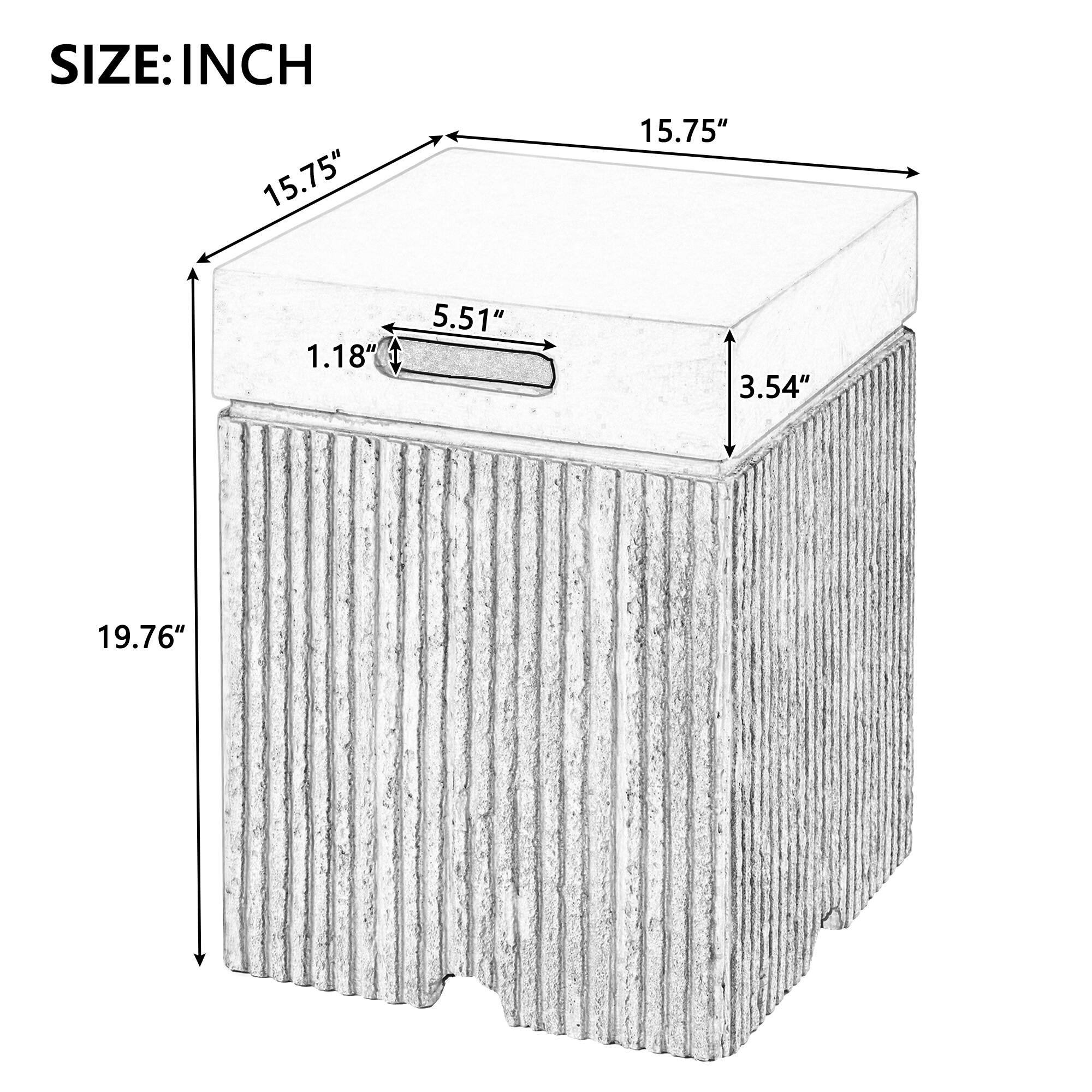 SIZE: INCH  
15.75" 15.75" 1.18" 5.51" 3.54" 19.76"