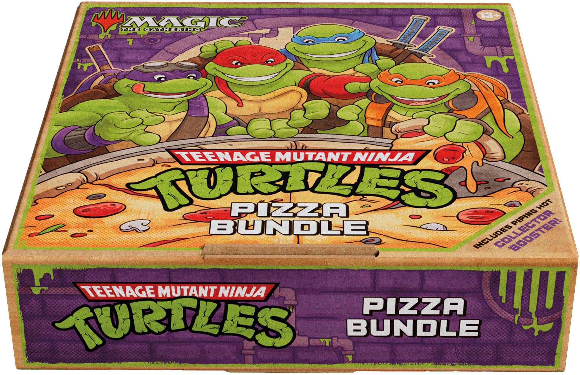 MAGIC THE GATHERING  
7 KKKSANA 000606000 13  

TEENAGE MUTANT NINJA TURTLES PIZZA BUNDLE  
INCLUDES BOOSTER!  

13+  

TEENAGE MUTANT NINJA TURTLES PIZZA BUNDLE  
INCLUDES COLLECTOR BOOSTER!