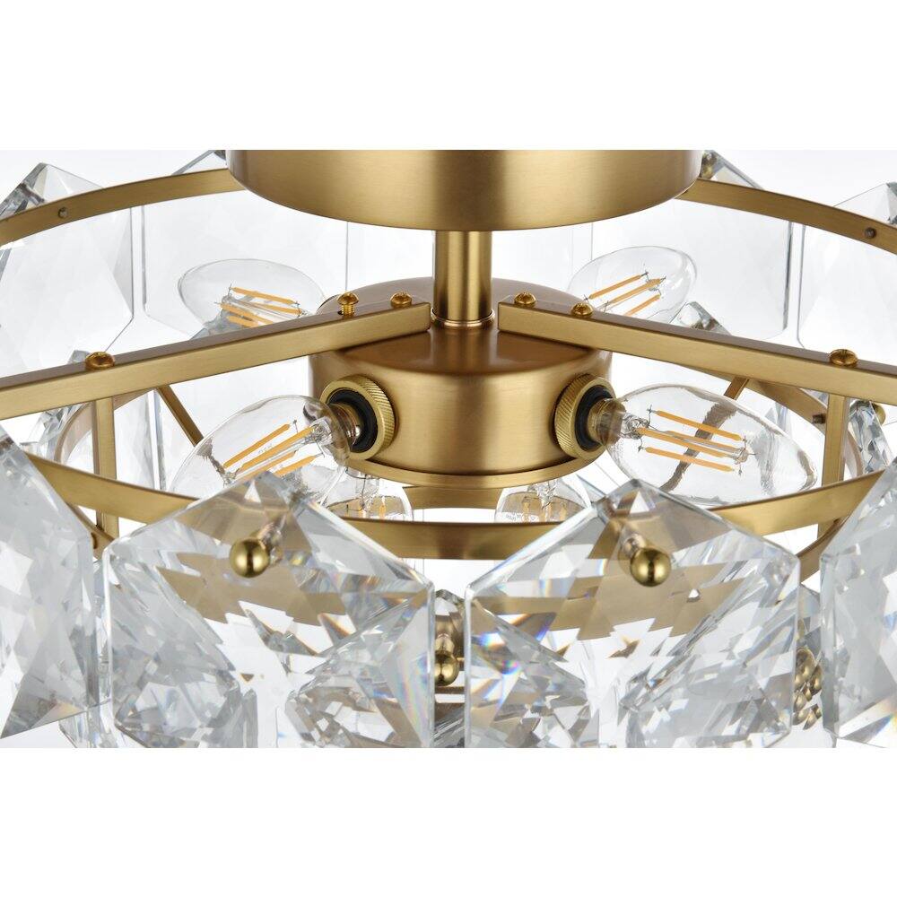 Alt View 2. Elegant Lighting - Adaline 16 Inch Flush Mount Ceiling Light In Satin Gold - Satin Gold And Clear.