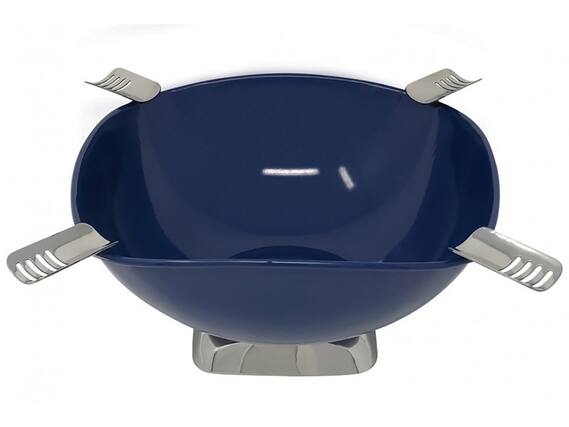 Front. Prestige - Smokin Ash' Quadrangle Cigar Ashtray (Blue) - Gloss Metallic Blue Finish.