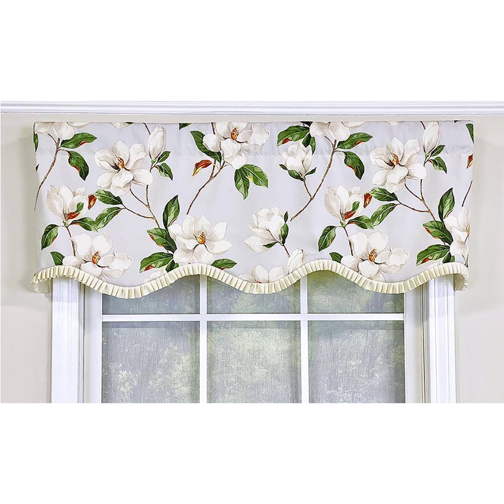 RLF Home - Magnolia Ruffled Provance Valance 3" Rod Pocket, Layered. 50" x 16" - Gray