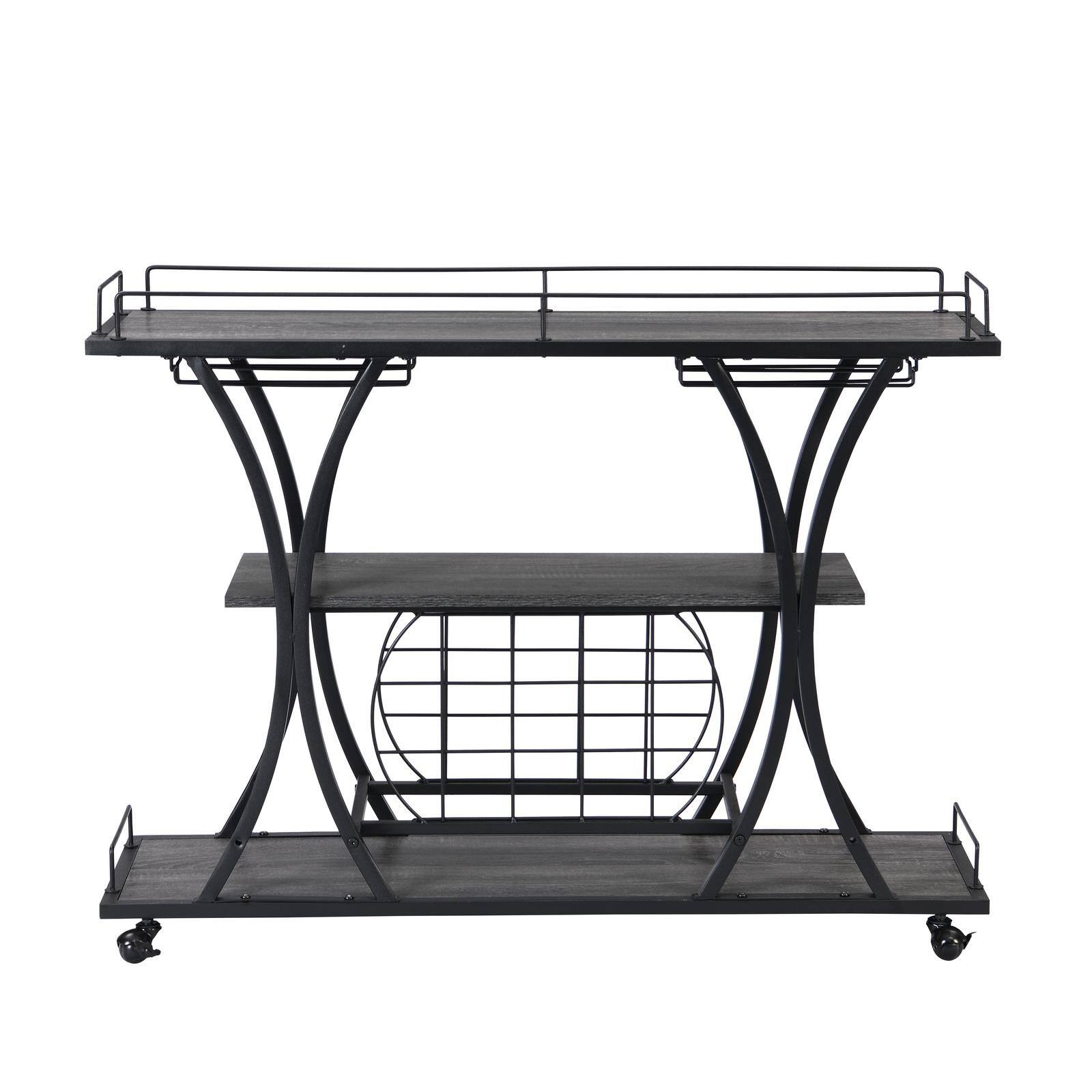 Alt View 6. Spaco - Spaco Industrial Bar Cart Kitchen Bar Cart, Serving Cart for Home with Wheels 3 -Tier Storage Shelves, for Living Room - Black+ Gray.