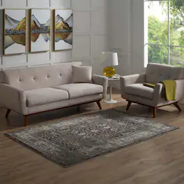 Modway - Berit Distressed Vintage Floral Lattice Area Rug - Brown and Beige