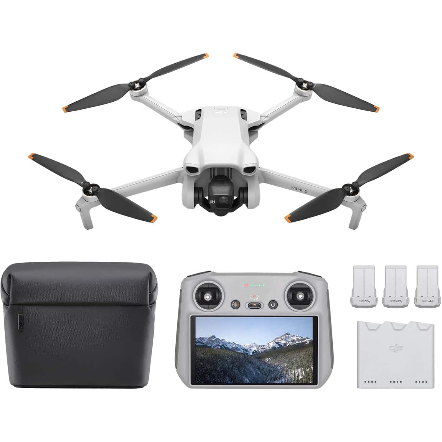 DJI - Mini 3 Fly More Combo (DJI RC) - Lightweight 4K Drone, 3-Axis Gimbal, 3 Bats (114-Min) - 10km Vid, Vert Shoot & Return