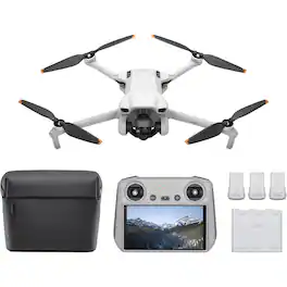 DJI - Mini 3 Fly More Combo (DJI RC) - Lightweight 4K Drone, 3-Axis Gimbal, 3 Bats (114-Min) - 10km Vid, Vert Shoot & Return