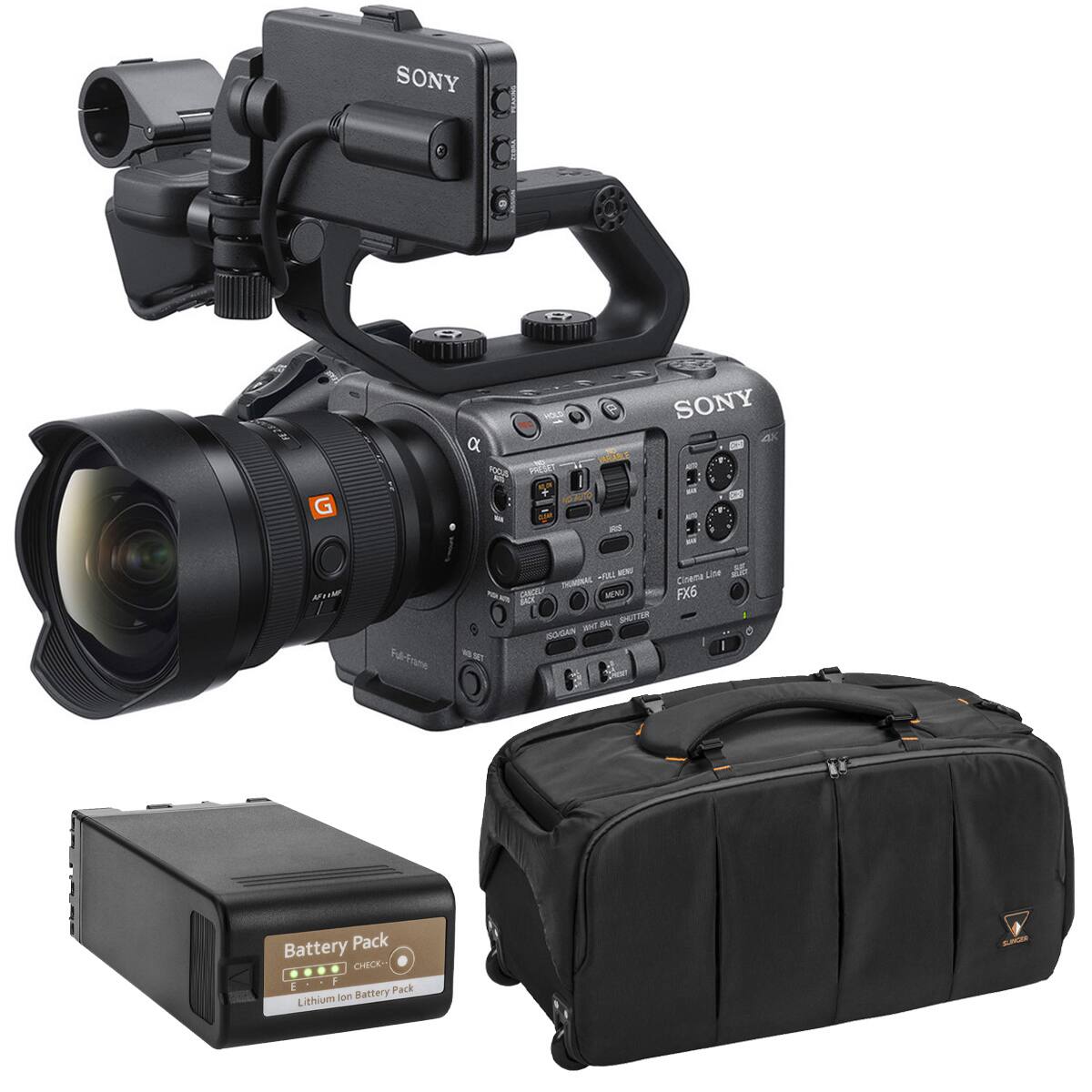 SONY  
G  
REC HOLD  
SONY 4X VERABLE  
PRESET - AUTO RS BF  
AFTER  
Full-Frame  
730 NEWS THINONAL FER ATE ONCELA BACK MENU  
SHUTTER IS CICIAL THE SET  
Cinema Line SUCT FX6 I  
Battery Pack CHECK-- F E Pack Lithium Ion Battery  
SUNCER