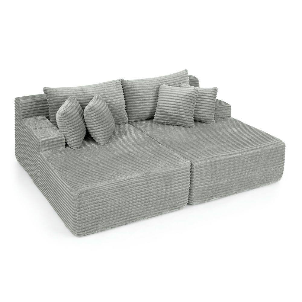 Alt View 4. Kadyn - 2-Person Velvet Lounge Sofa, Compressed Fluffy Design with Instant Setup, Modern Indoor Loveseat, Gray - Gray.