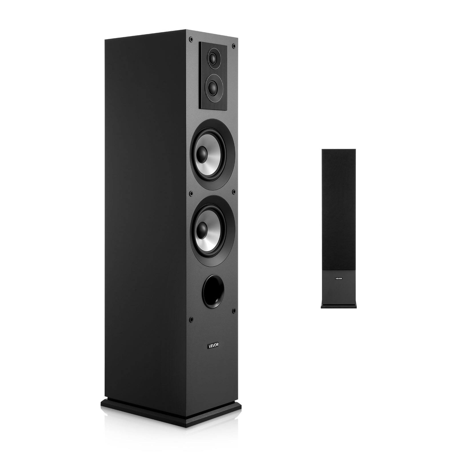 VEVOR - Floorstanding Speaker, 3-Way Tower Speaker with Dual Tweeters (0.75 in & 1 in), Two 5.25 in Woofers, 145W Peak Power - Black
