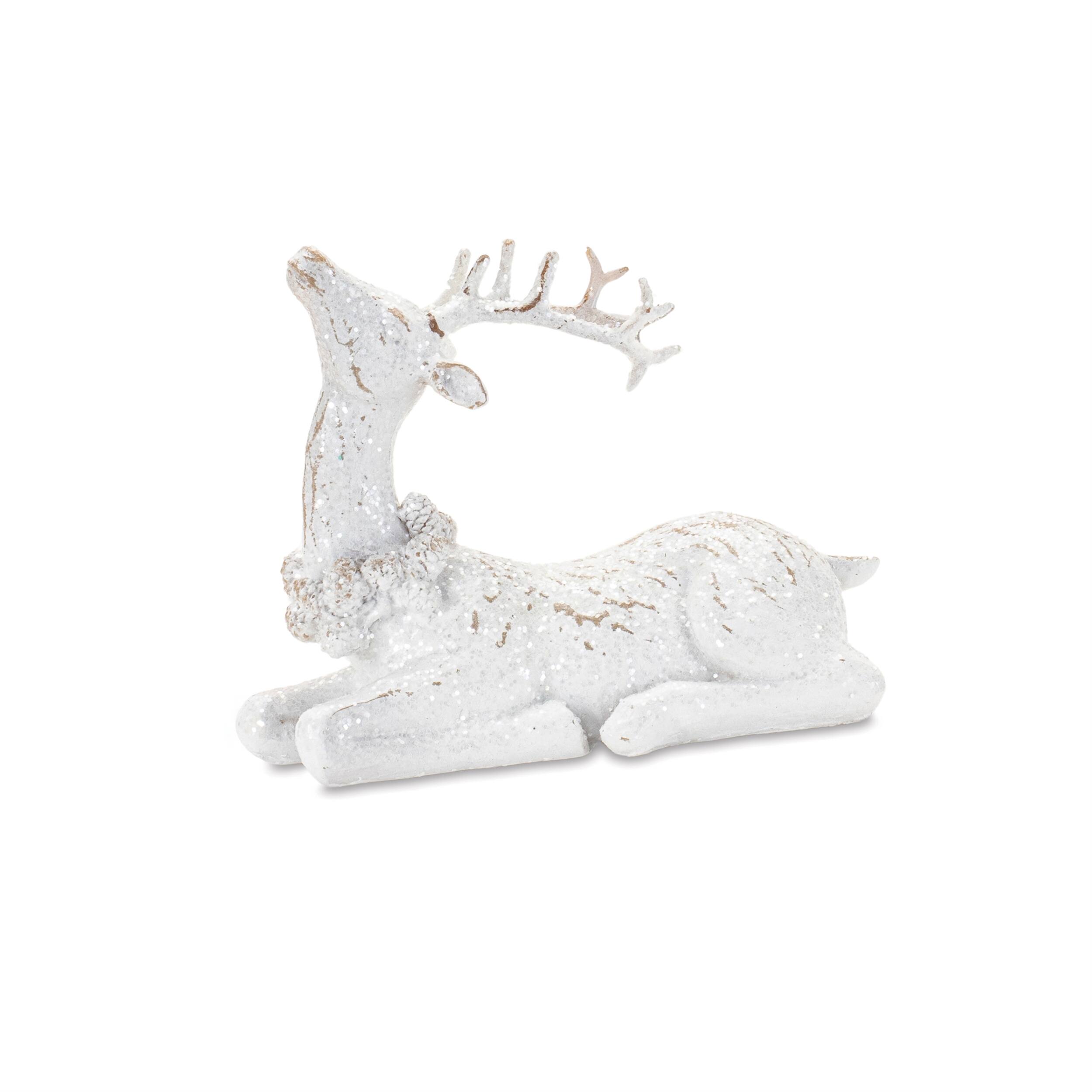 Back. BreeBe - Winter Deer Figurine (Set of 4) - White.