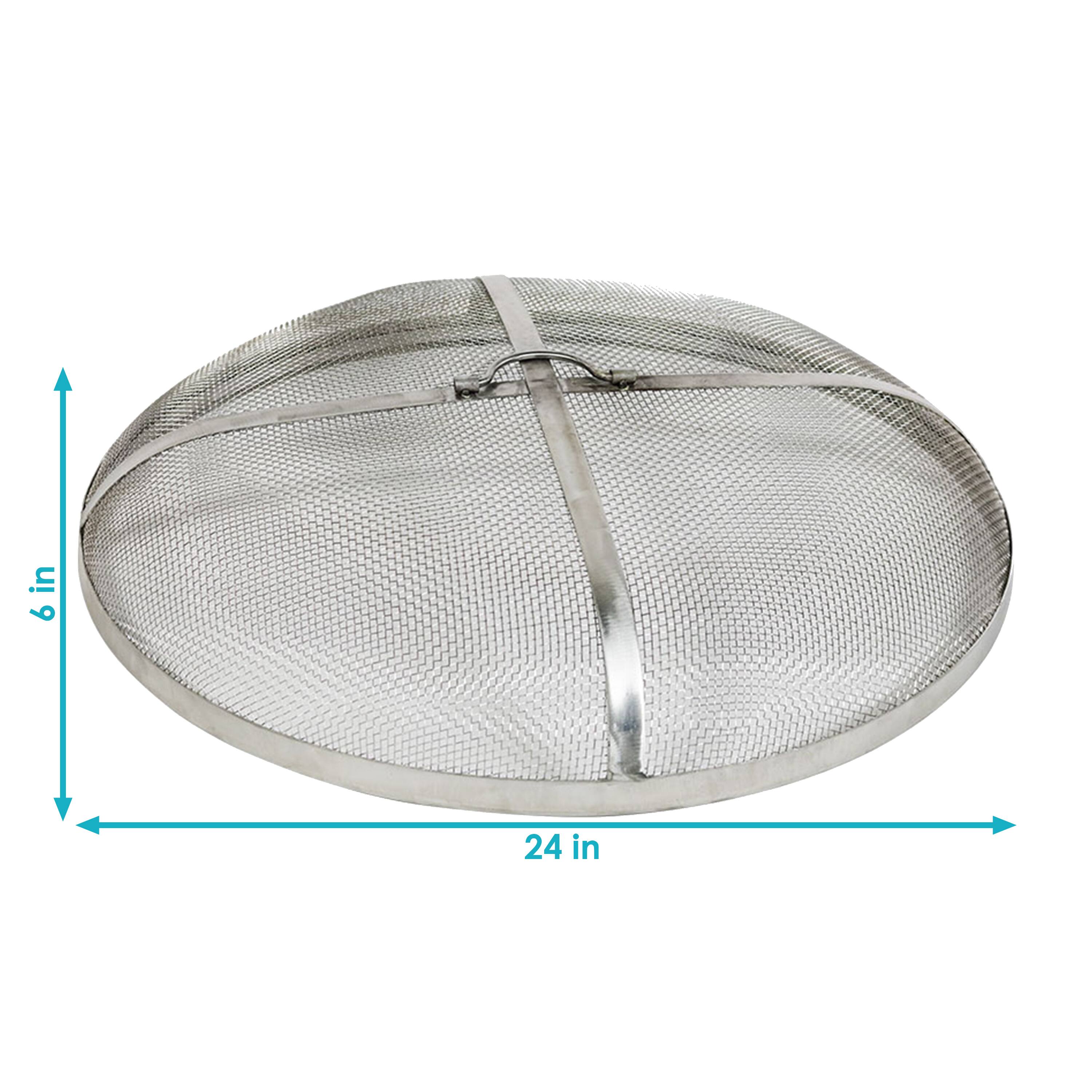Alt View 2. Sunnydaze - 24 in Round Stainless Steel Fire Pit Spark Screen - Silver.