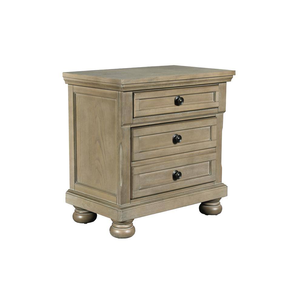 Front. New Classic Furniture - Furniture Allegra 3-Drawer Wood Nightstand in Pewter - Pewter.