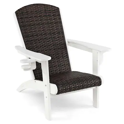 Alt View 5. Gymax - Gymax 2PCS Patio Adirondack Chair Wide Armrests & Hidden Cupholder - Brown.