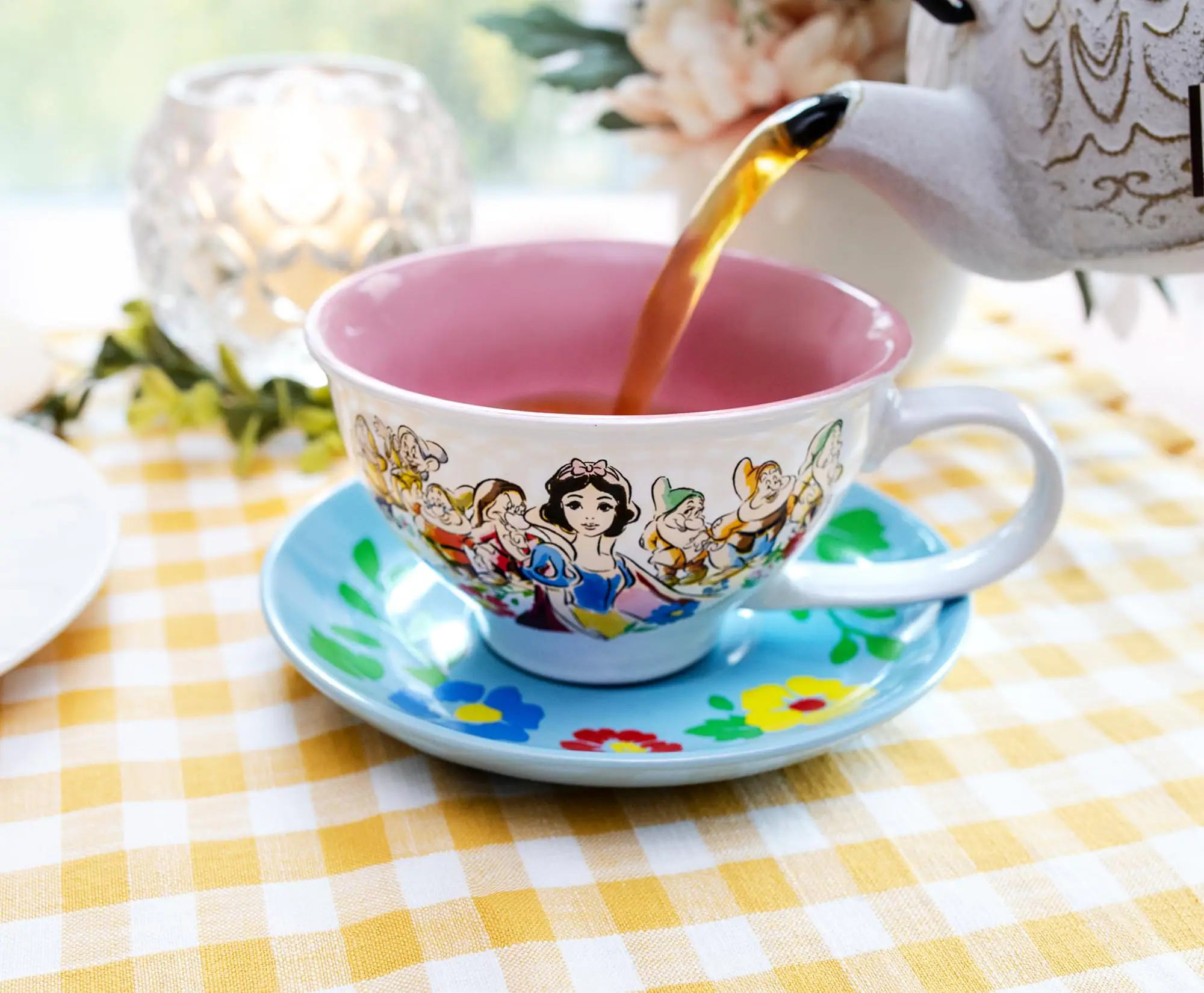 Alt View 4. Silver Buffalo - Disney Snow White and the Seven Dwarfs "I'm Wishing" Ceramic Teacup and Saucer - Blue.