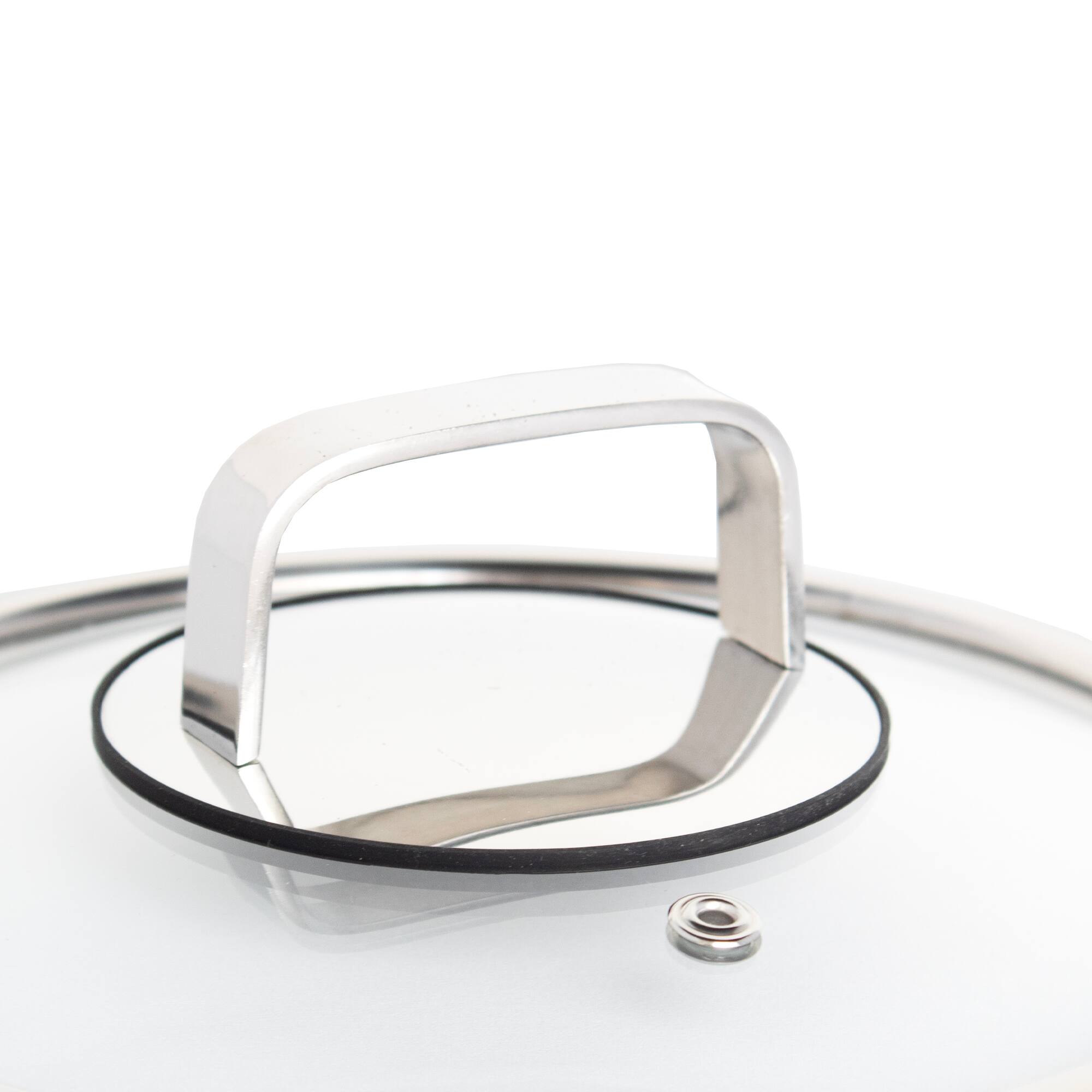 Alt View 2. Livwell Brands - DiamondClad™ 8" Tempered Glass Lid with Silicone Rim, Cool Touch Insulated Handle, Dishwasher Safe – Clear - Silver/Glass.