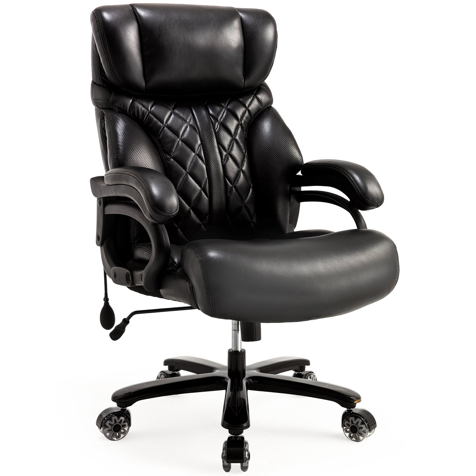 Front. APRILSOUL - 600LBS Big and Tall Office Chair for Heavy People Extra Wide Seat and Adjustable Lumbar Executive Chair with High Back - Black.