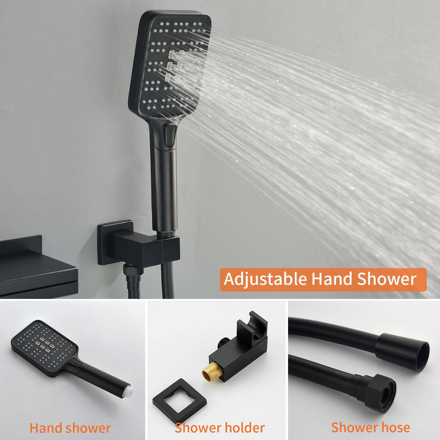 Adjustable Hand Shower

- Hand shower
- Shower holder
- Shower hose