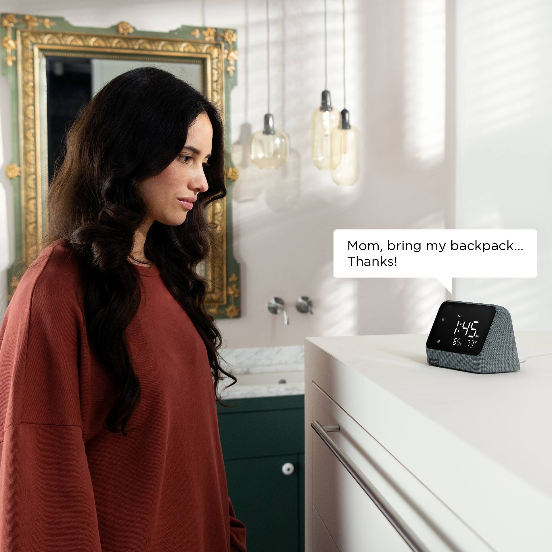 Alt View 15. Lenovo - Smart Clock Essential 4" Smart Display with Alexa - Misty Blue.