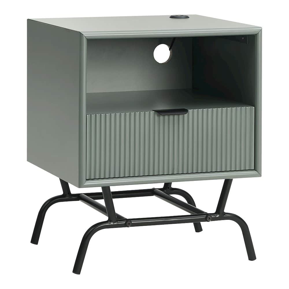 Furniture of America - Gleb Wood Storage End Table with USB Port - Green