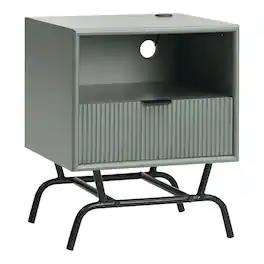Furniture of America - Gleb Wood Storage End Table with USB Port - Green