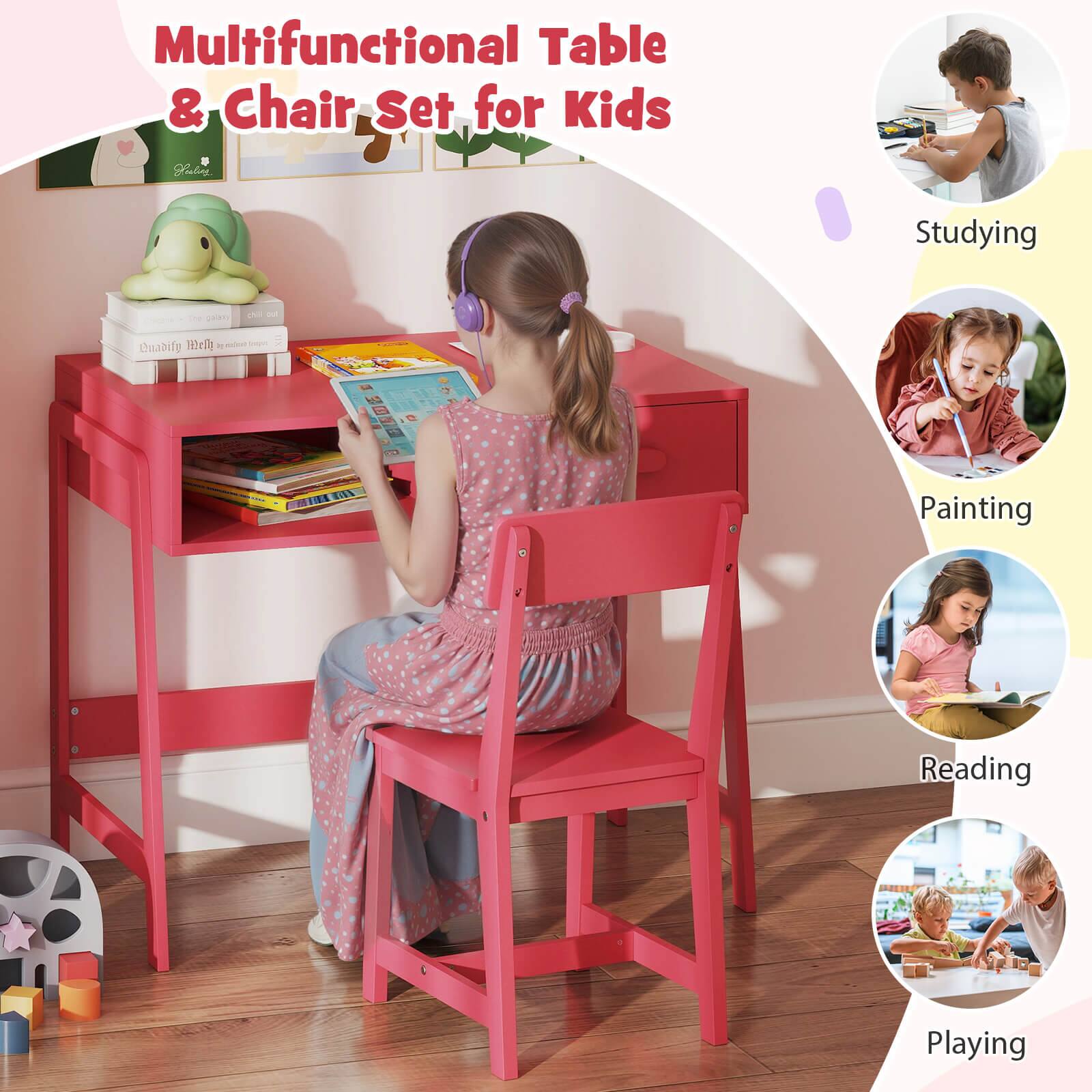 Multifunctional Table & Chair Set for Kids: Studying, Painting, Reading, Playing