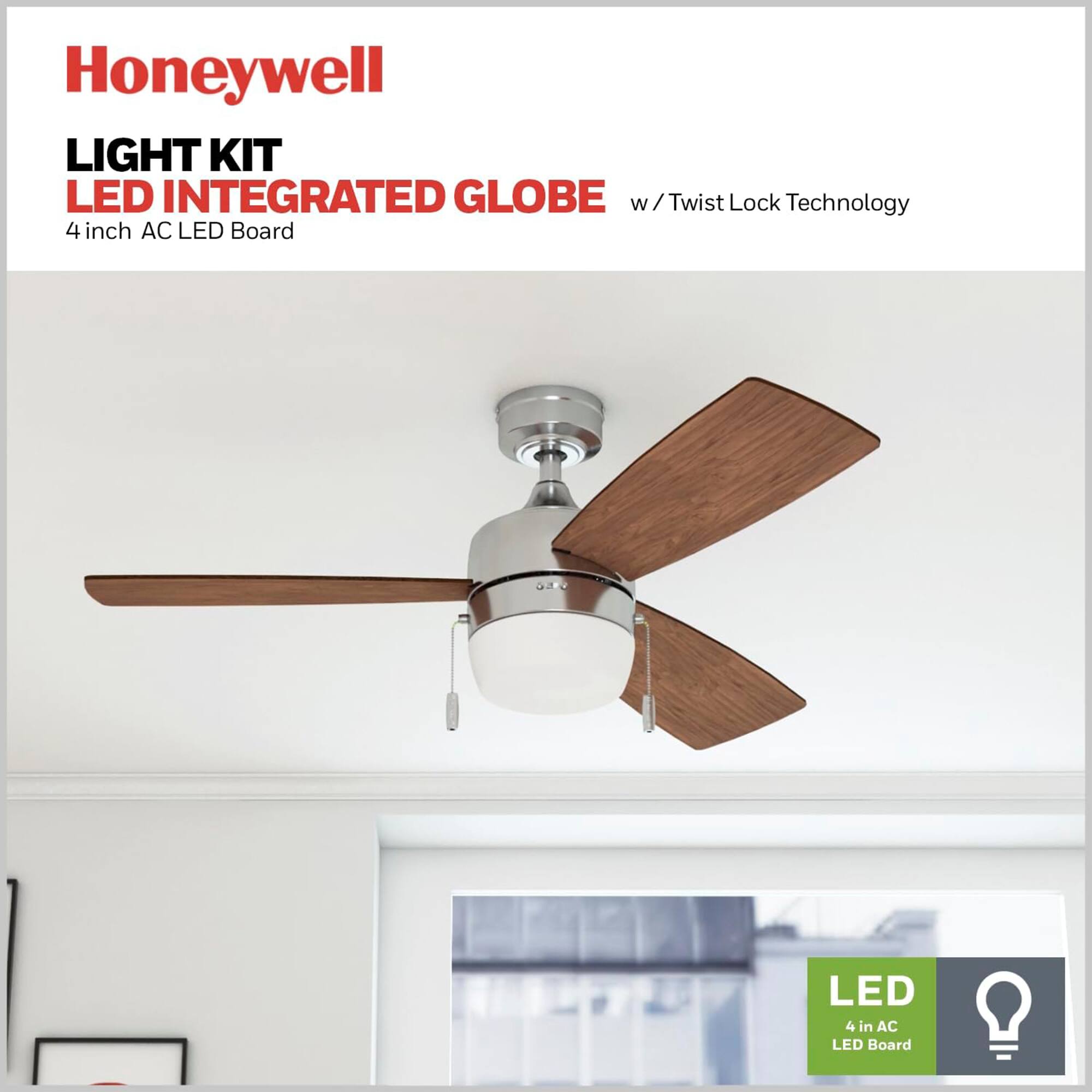 Honeywell LIGHT KIT LED INTEGRATED GLOBE w/ Twist Lock Technology 4 inch AC LED Board