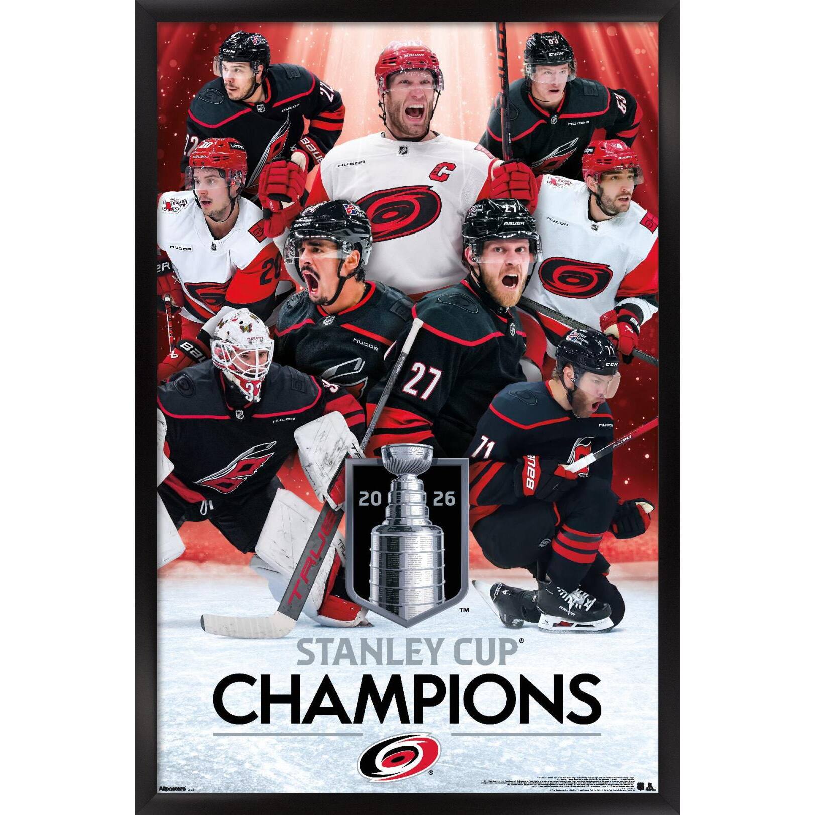 Carolina Hurricanes 2026 Stanley Cup Champions 22.375" x 34" Framed Poster