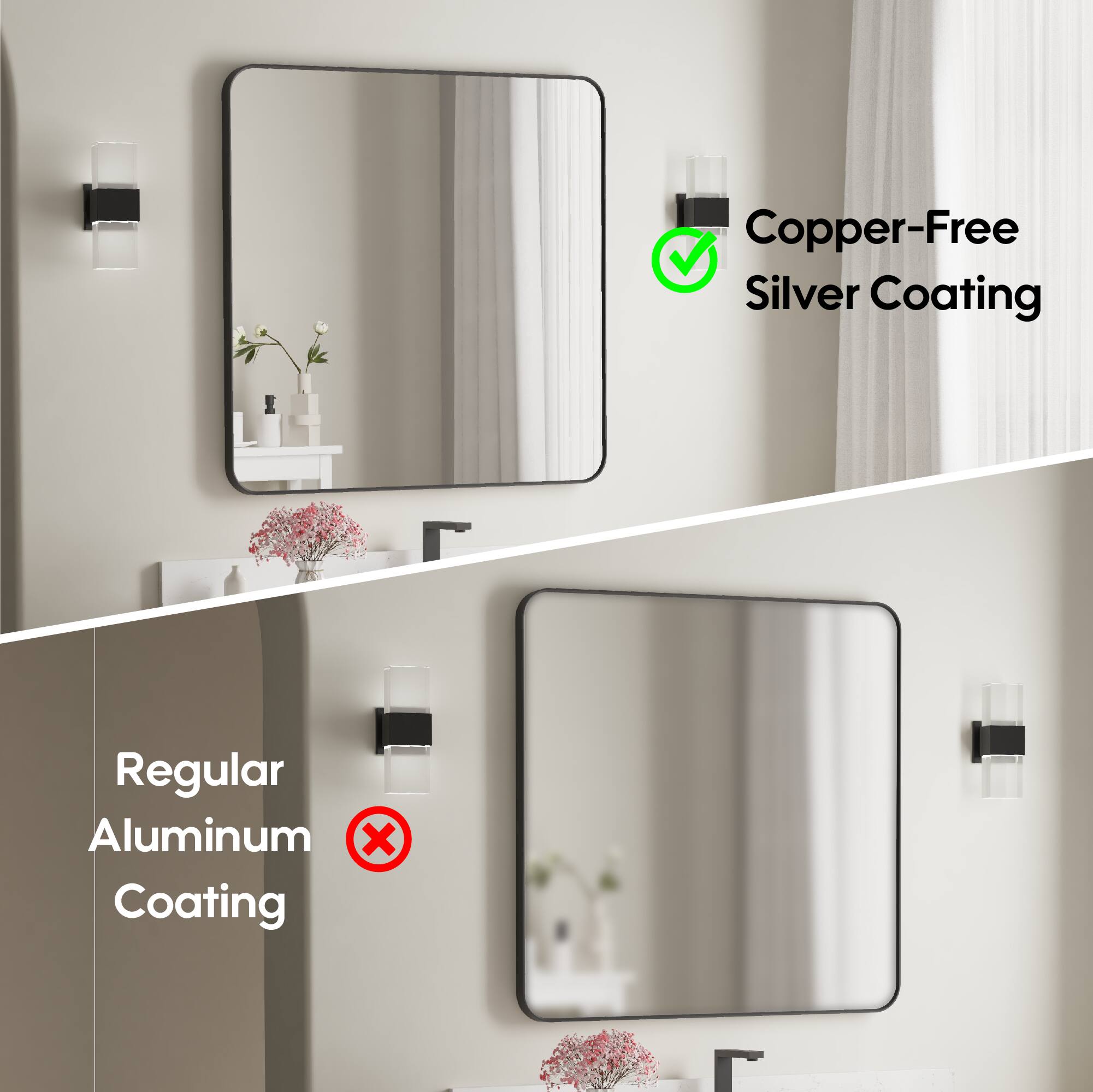 Copper-Free Silver Coating  
Regular Aluminum Coating