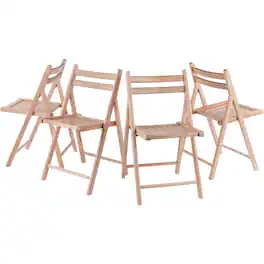FurniFact - Beech Folding Chair Set – Set of 4 Folding Wood Chairs for Easy Storage - Natural