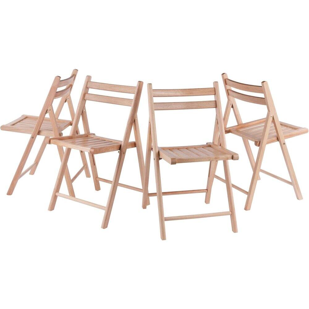 Angle. FurniFact - Beech Folding Chair Set – Set of 4 Folding Wood Chairs for Easy Storage - Natural.