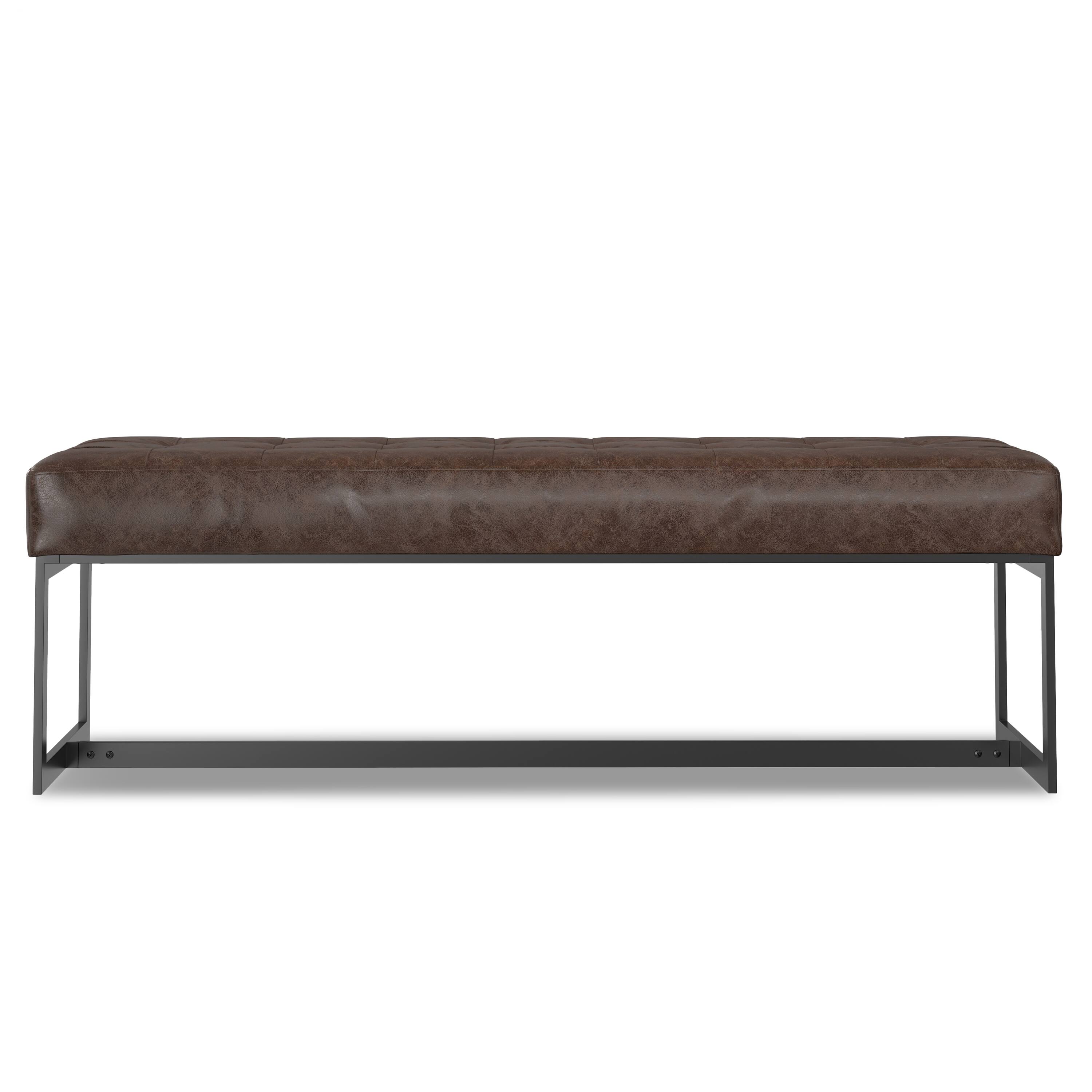 Left. Simpli Home - Penelope Leather Ottoman Bench in Brown Genuine Leather - Brown.