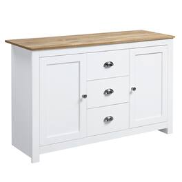 Homcom - Kitchen Sideboard with Adjustable Shelves, Buffet Cabinet, Coffee Bar Cabinet with 3 Storage Drawers - White