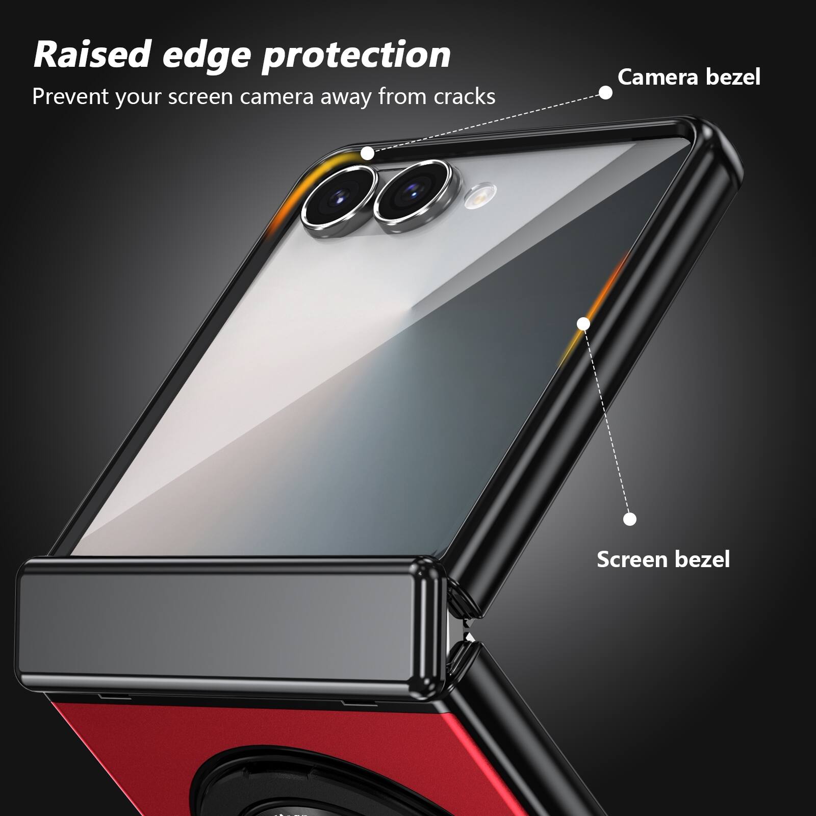 Raised edge protection  
Prevent your screen camera away from cracks  
Camera bezel  
Screen bezel