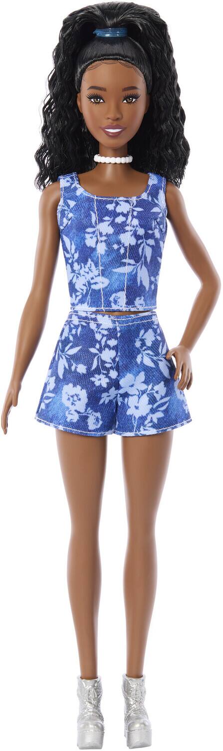 Alt View 1. Mattel - Barbie Fashionista Doll #248 With Floral Denim, Black Hair   - COLLECTIBLES - Multicolor.