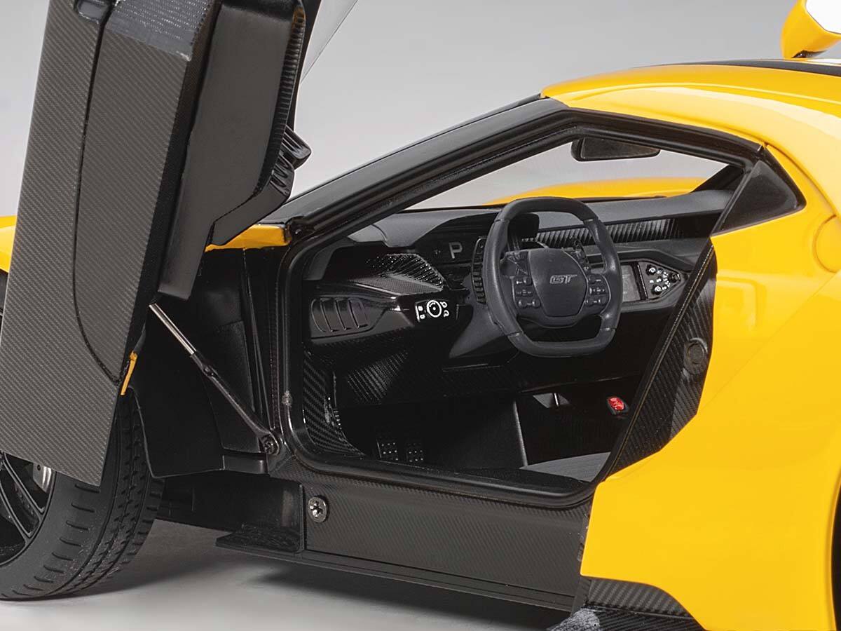 Alt View 2. Autoart - 2017 Ford GT Triple Yellow with Black Stripes 1/18 Model Car by Autoart.
