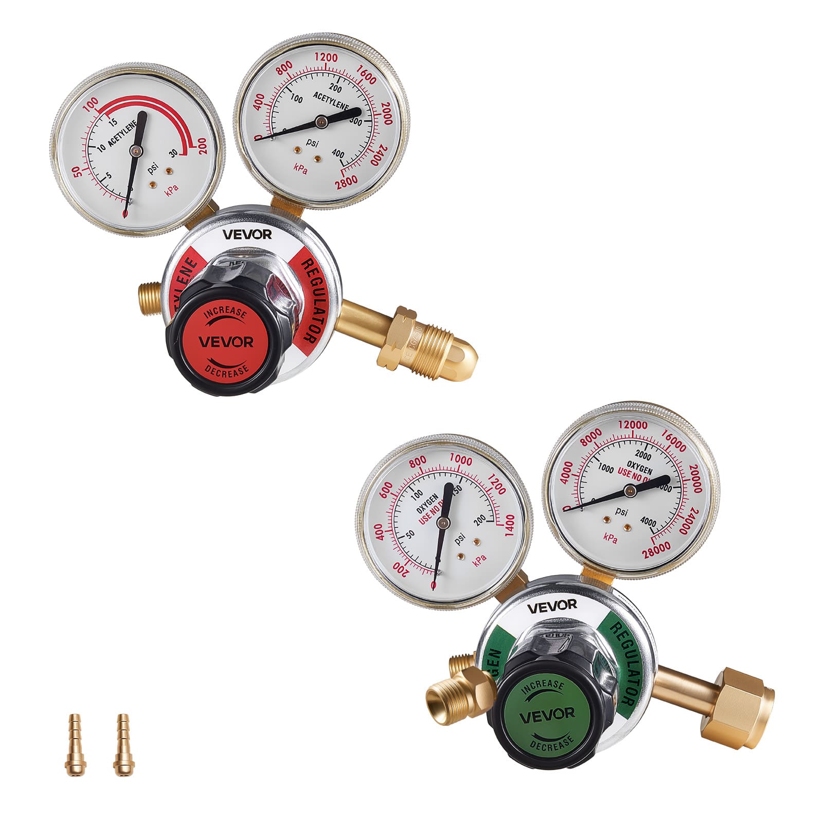 VEVOR - Oxygen Acetylene Regulator Set, Oxy-Acetylene Regulators, 0-4000PSI and 0-400PSI Welding Gas Gauges with CGA-540/CGA-510 - Red;Green price history on PriceWatchPro