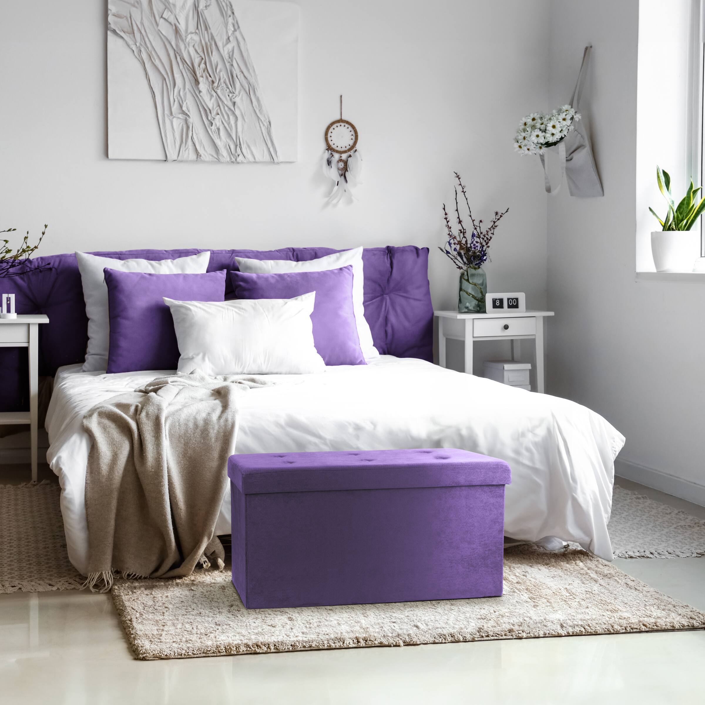 Alt View 2. Sorbus - Sorbus Storage Ottoman Bench, Collapsible/Folding Bench Chest with Cover, Perfect Toy and Shoe Chest, Hope Chest - Purple.