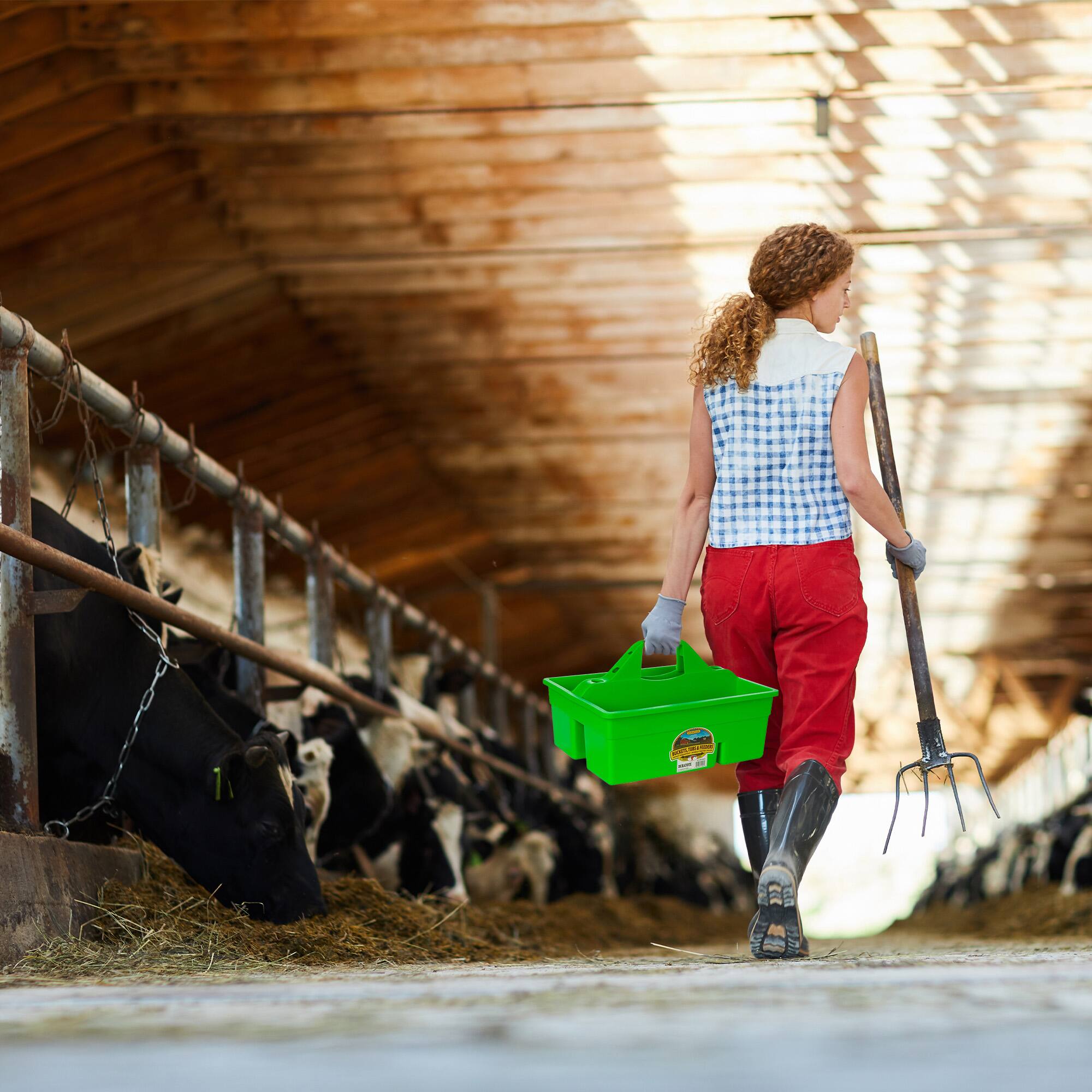 Alt View 2. Little Giant - Little Giant DuraTote Plastic Box Organizer w/2 Compartment & Grip Handle, Green - Lime Green.