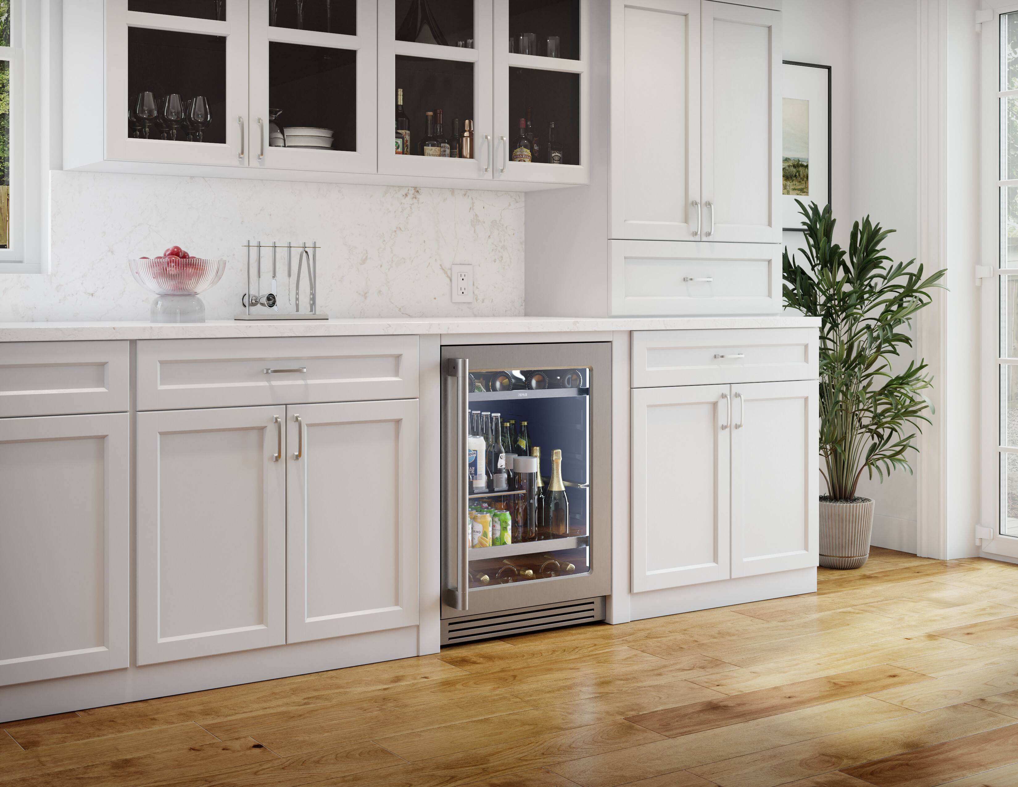 Alt View 17. Zephyr - Presrv Pro 24 in. 7-Bottle and 88-Can Single Zone Beverage Cooler - Stainless Steel + Glass.