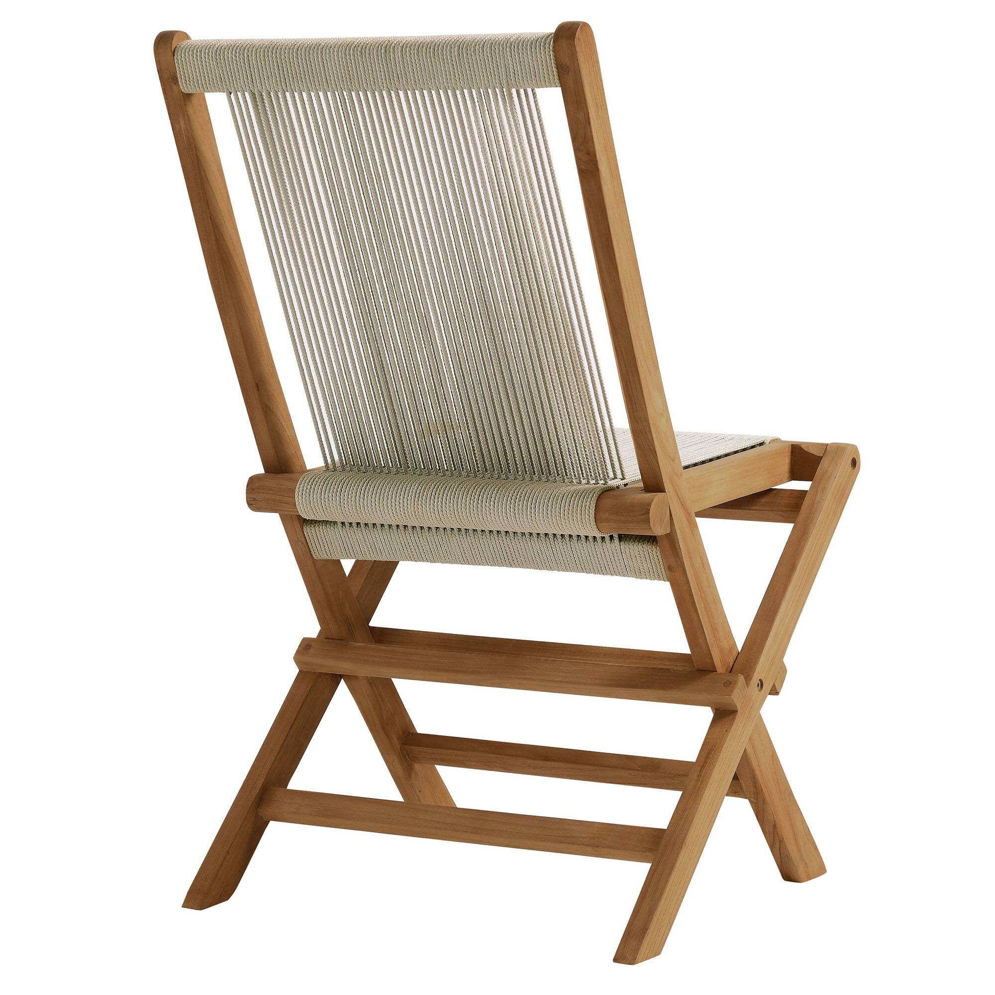 Alt View 5. Modway - Vienna Outdoor Patio Teak and Rope Folding Chairs Set of 4 by Modway - Natural Natural.