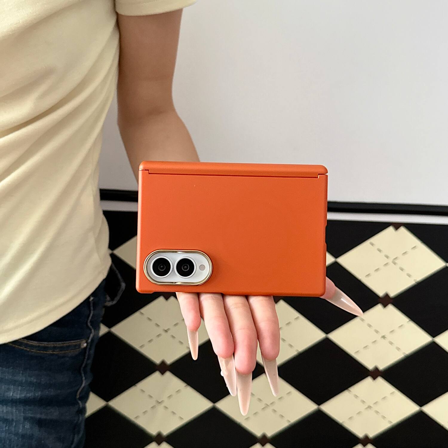 Alt View 2. Dteck - for Samsung Galaxy Z Fold8 Rugged Hinge Protection Case with Tempered Glass Film,Shockproof Matte Slim Mag Safe Cover - Orange.