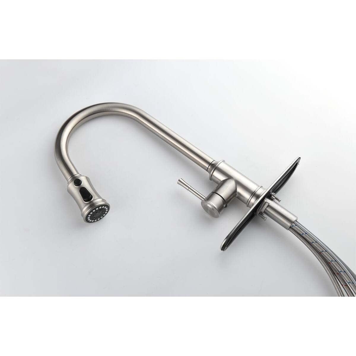 Angle. Ropilly - Ropilly Single Handle High Arc Kitchen Faucet with Pull Down Sprayer, Stainless Steel, Brushed Nickel - Brushed Nickel.