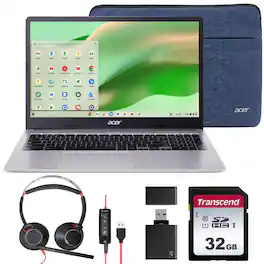 Acer - Chromebook 315 15.6" Laptop with Case + Blackwire 5220 Wired Headset Kit - Silver